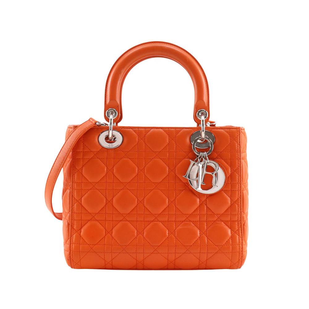 Pre-Loved Dior Medium Lambskin Cannage Lady Dior